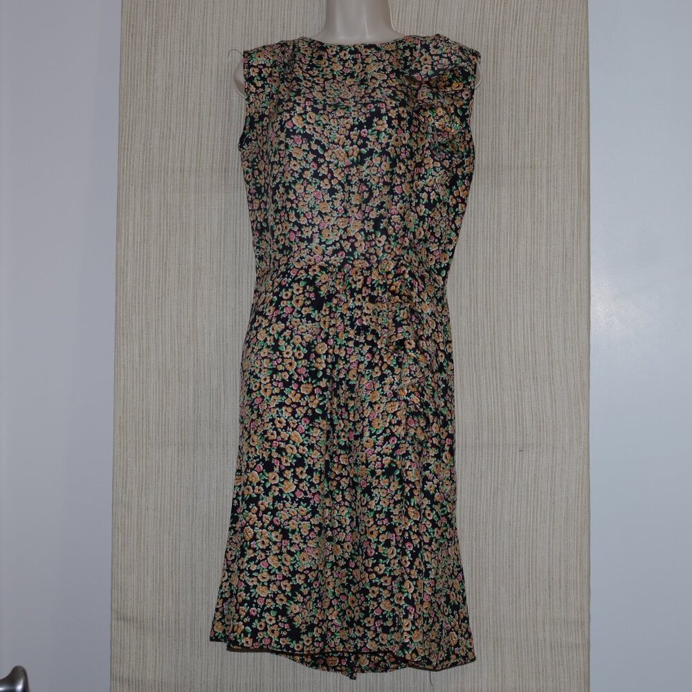 bird New York Silk Floral Sleeveless Ruffle Dress Size: M